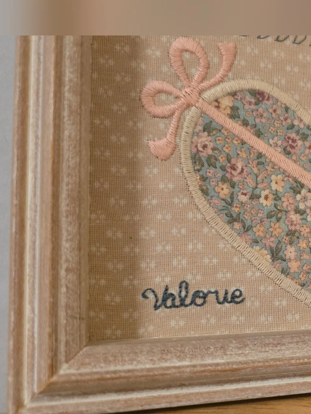 Vintage Valorie Sockwell Folk Art Applique Framed Friendship Hearts Wall Decor